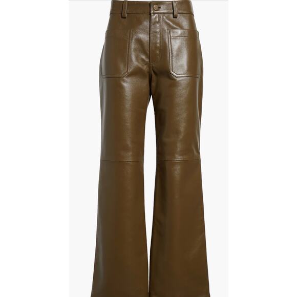 Chloe Ankle Bootcut Leather Pants in Deep Olive FR 36 US 4 - Picture 5 of 5